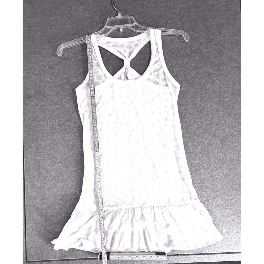 Marika Balance Polka Dot Bathing Suit Cover Up Dress White Racerback Ruffle Hem - Picture 2 of 5